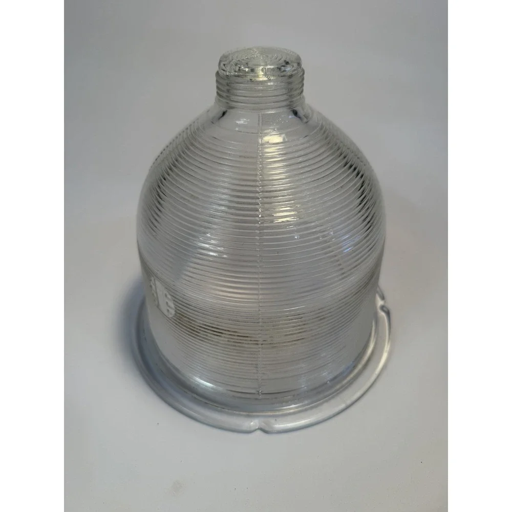 Vintage Holophane No 4377 Signed Prismatic Glass Bell Shade Industrial Pendant